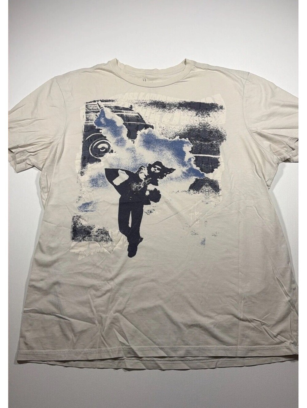 Howe Men's Beige Pima Cotton Graphic Print Crewneck T-Shirt Size XL